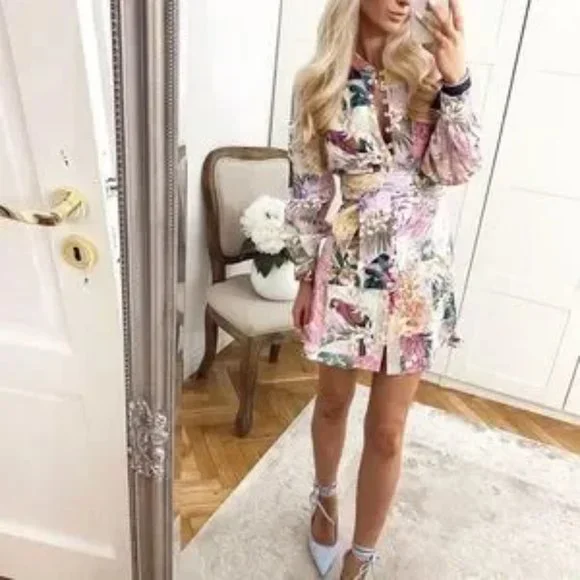 NWT ZARA Linen Floral Print Dress Blogger Favorite - Picture 10 of 16